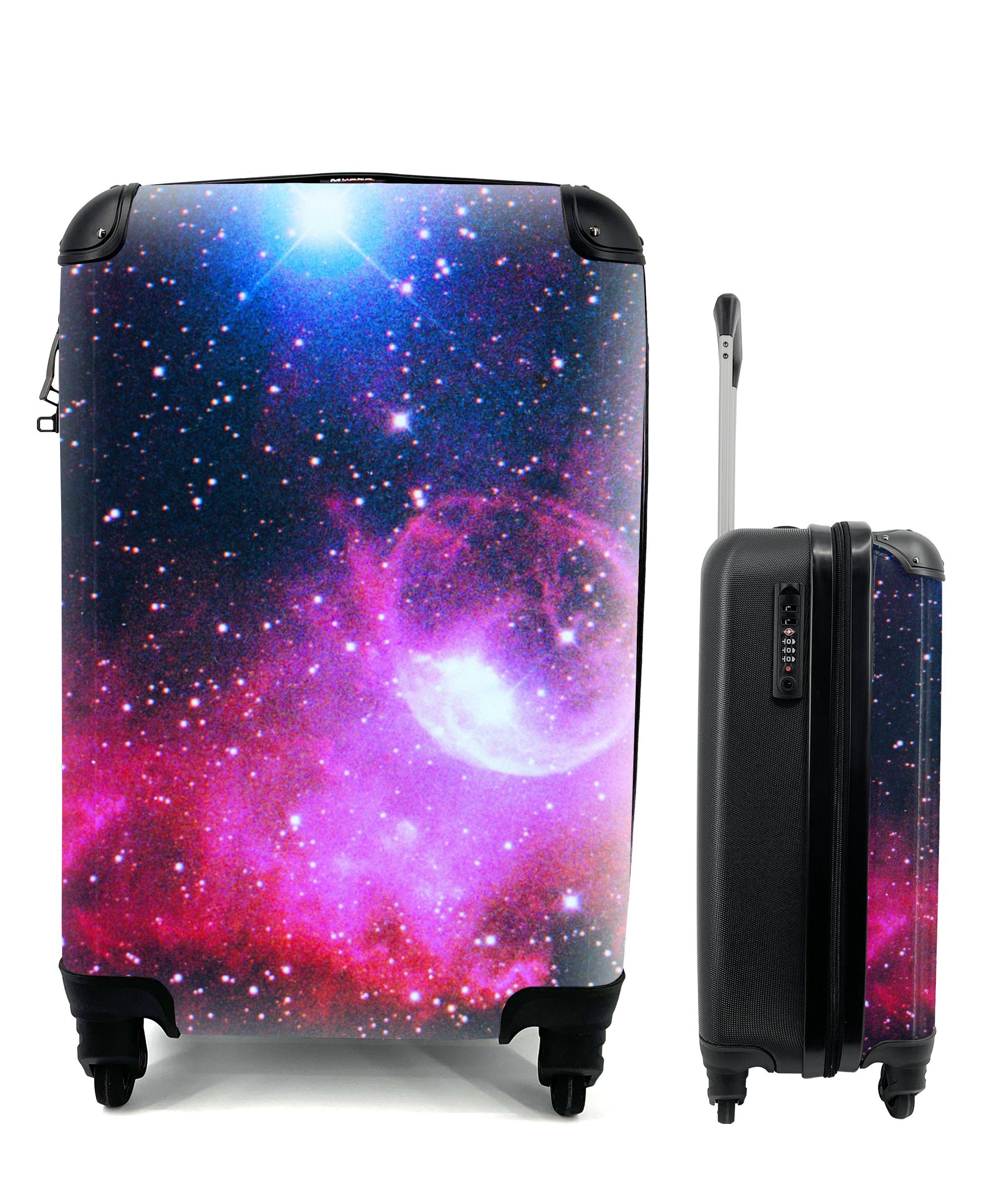 MuchoWow Handgepäckkoffer Universum - Planeten - Rosa - Jungen - Mädchen - Kinder, 4 Rollen, Reisetasche mit rollen, Handgepäck für Ferien, Trolley, Reisekoffer