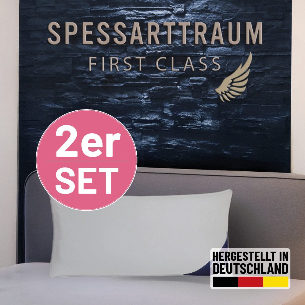 SPESSARTTRAUM Federkissen FIRST CLASS, Kopfkissen 1-tlg. oder 2-tlg. 40x80 oder 80x80 cm, Füllung: 85% Federn, 15% Daunen, Bezug: 100% Baumwolle, hergestellt in Deutschland, allergikerfreundlich, im Set günstiger