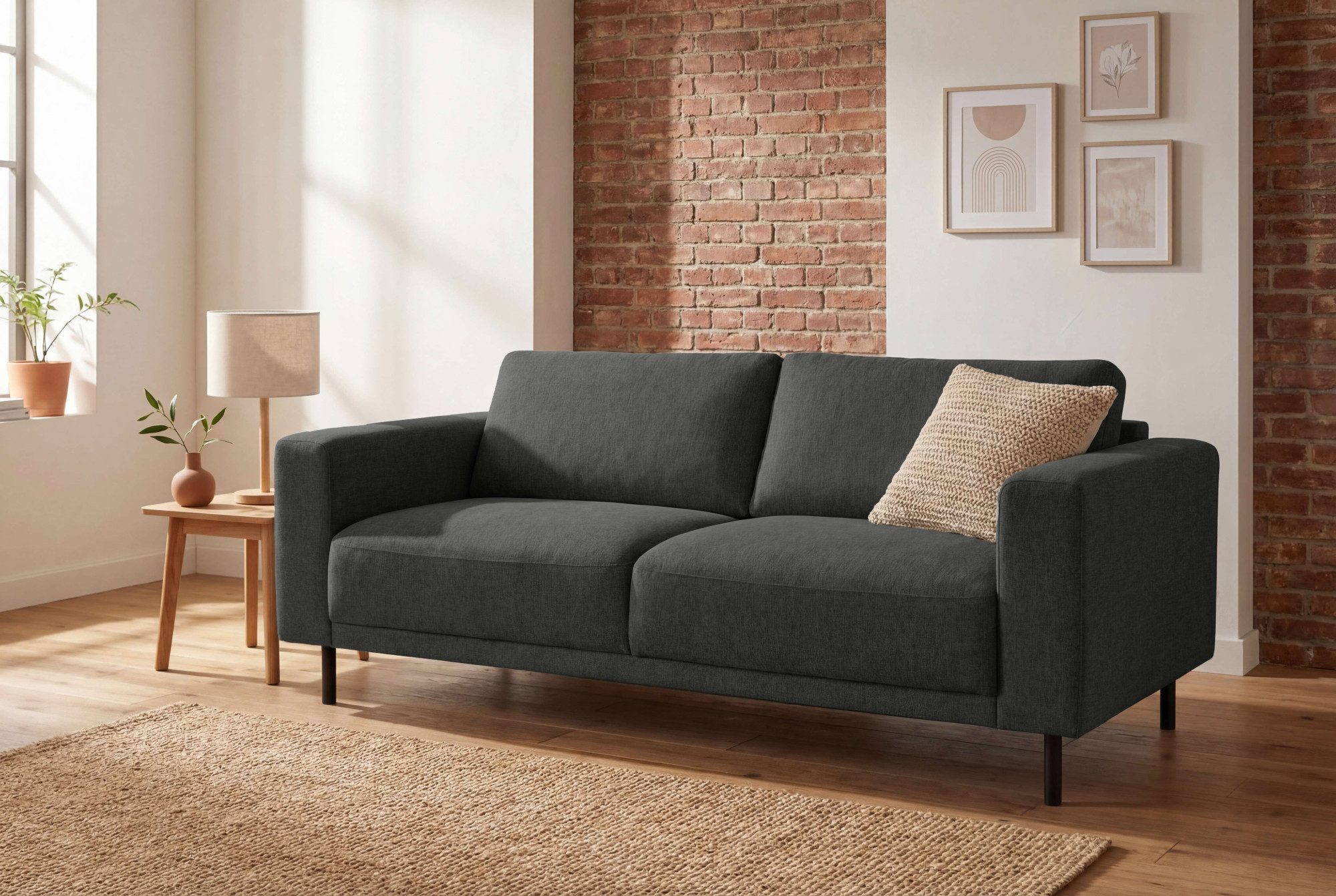 OTTO home 2,5-Sitzer Sveeva, Kompaktsofa, B.183 cm, schwarze Metallfüße, langlebiger Webstoff, mit Wellenunterfederung, viele Farben