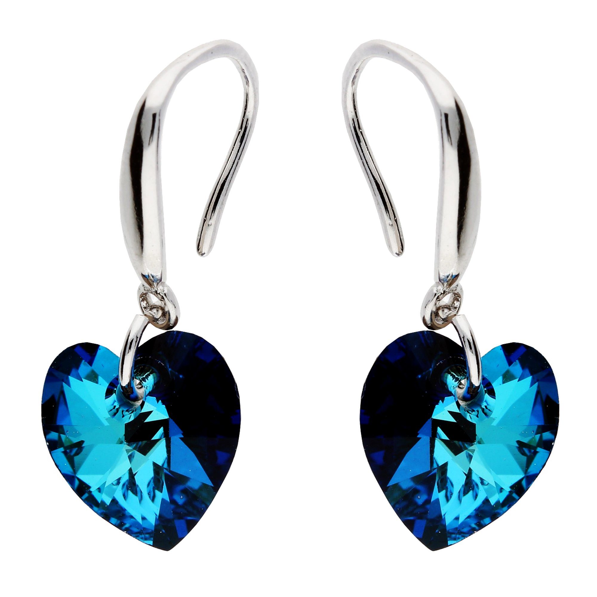 Freundin Herzanhänger 925 Kette Herzen Blau, Frauen Strass Kristall Damen Glitzer zum Herz Ketten Herzstein Valentinstag Set für Silberkette LÖB Set Geburtstag Ohrringe Silber Steinchen Ohrstecker Anhänger Mama Herzkette Stein Stein Kristall Geschenke Ohrring und Haslkette