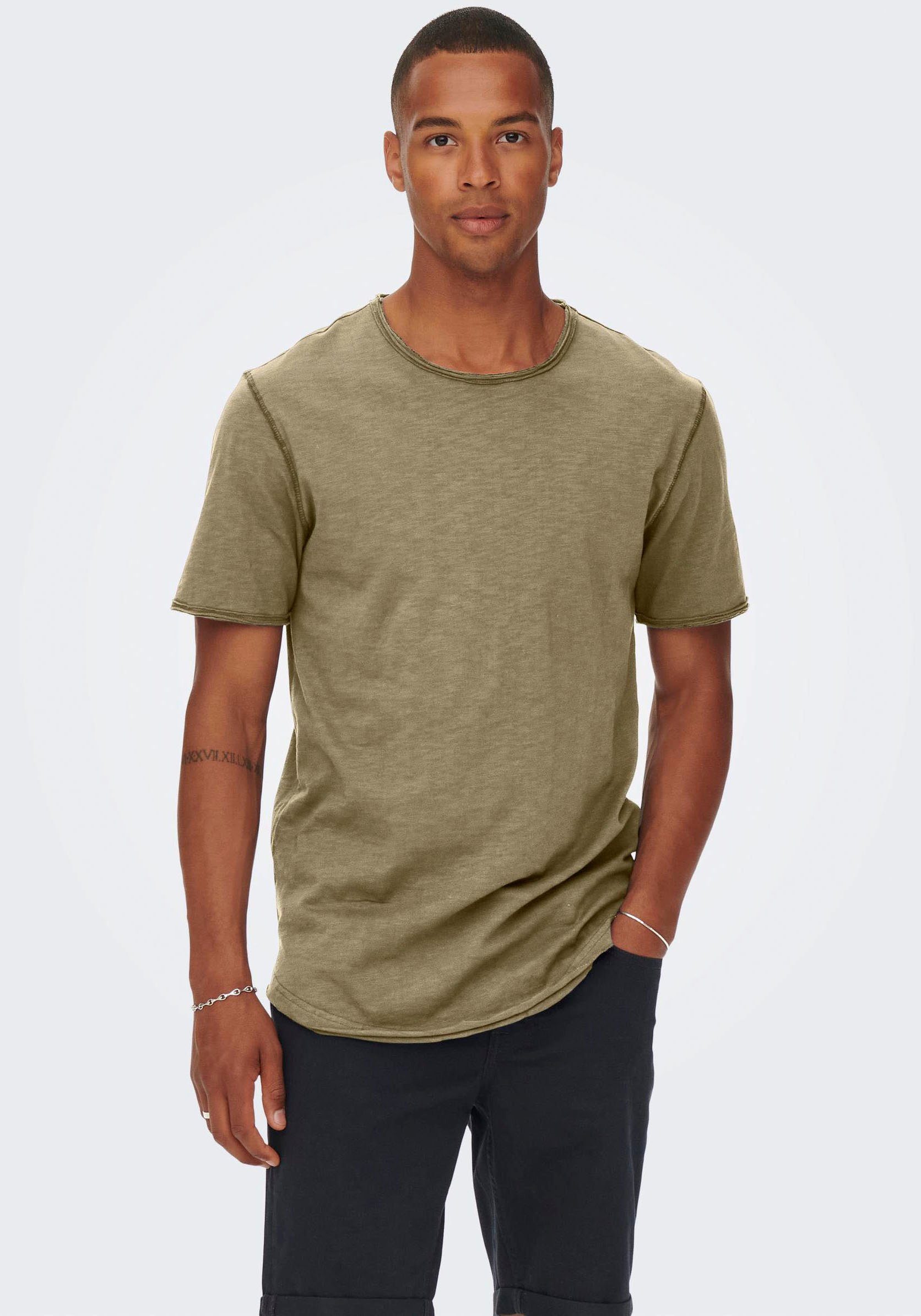 SONS & BENNE SS ONLY TEE LONGY T-Shirt beige