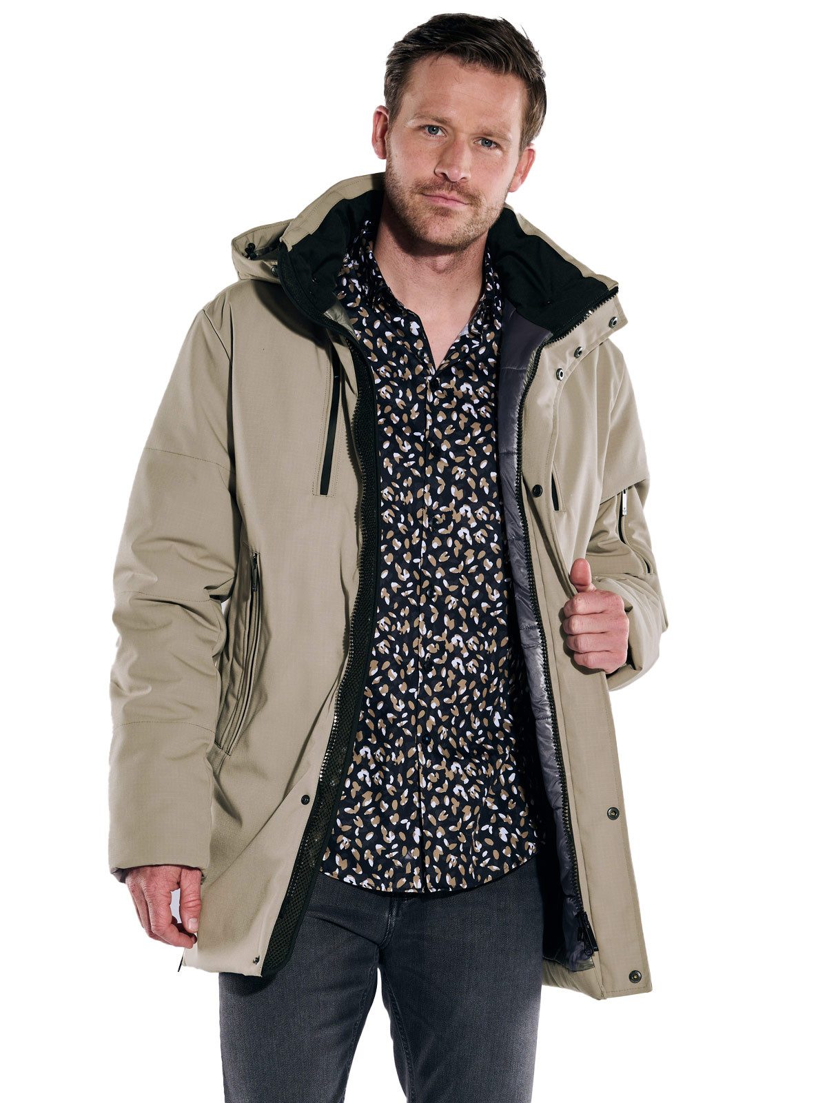 ENGBERS GERMANY Langjacke ENGBERS GERMANY Herren Jacke mit Funktionsdetails, Beige