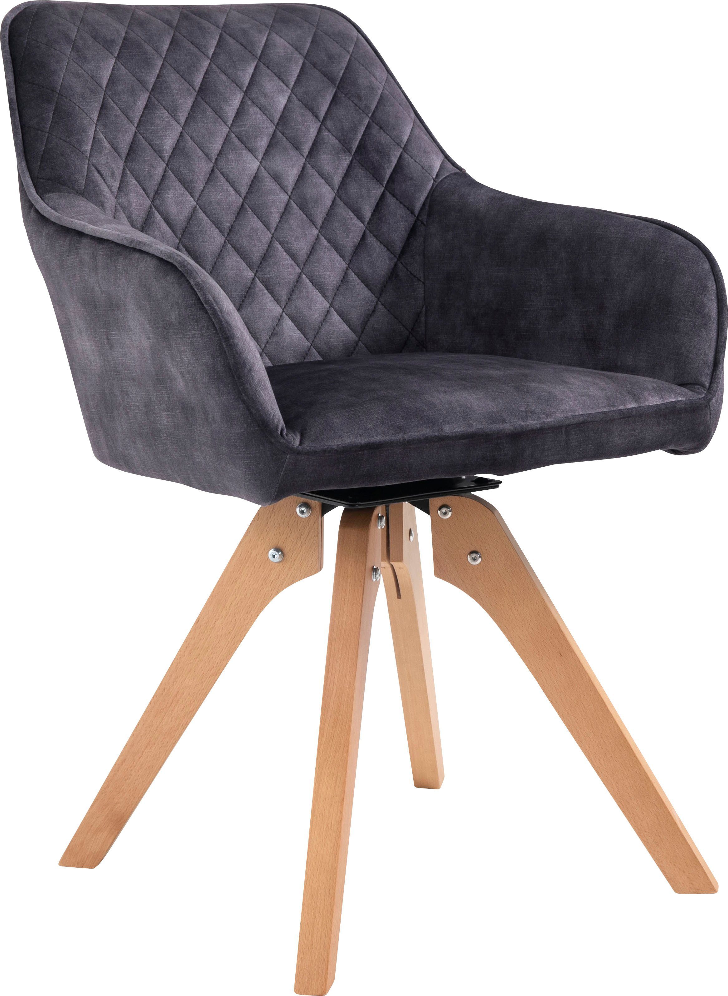 Stühle drehbar, Tischbreite Samtverlours mit 160 (5-tlg), schwarz Essgruppe, SalesFever 180° cm,