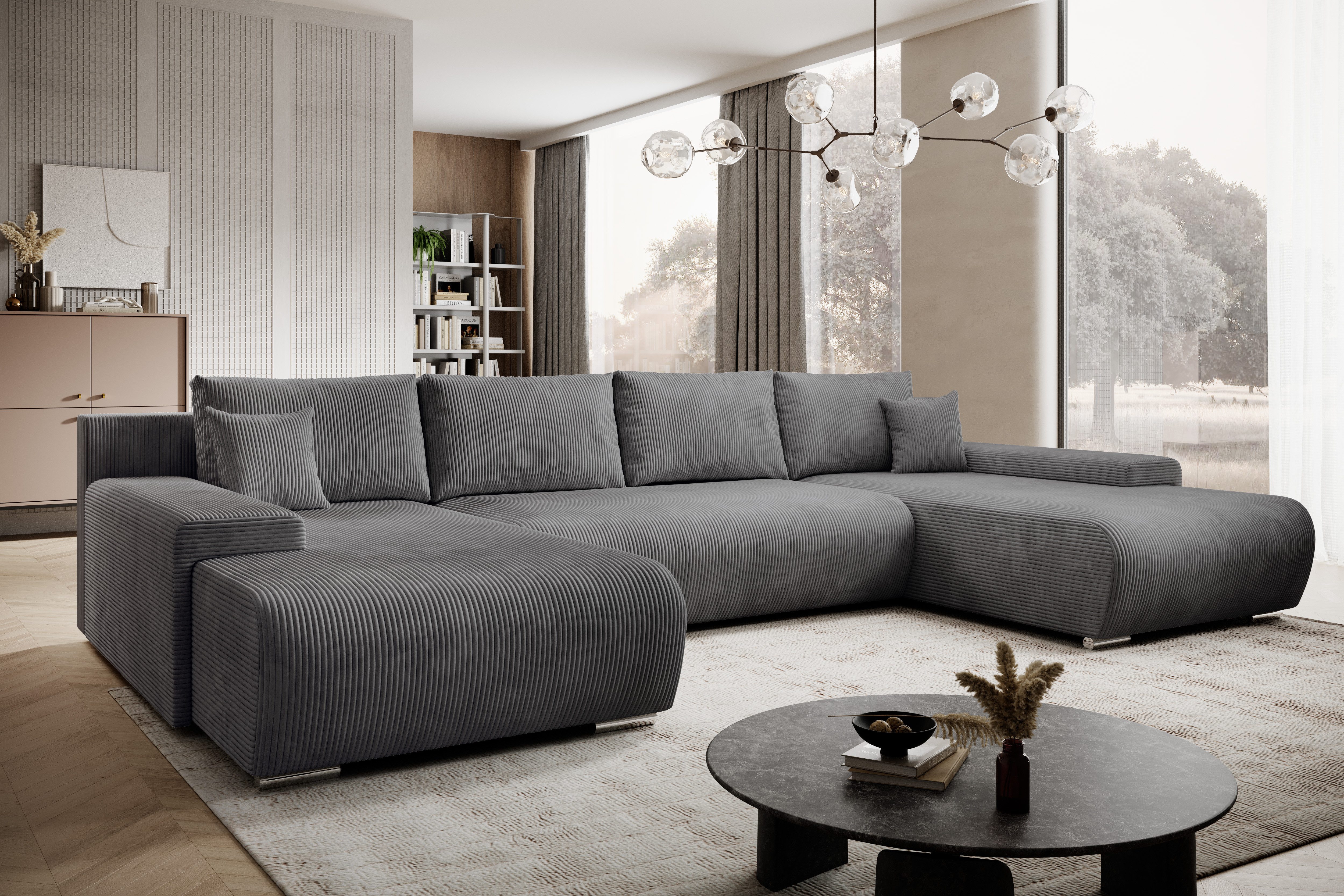 PROMETO Möbel Ecksofa Credo Ecksofa U-Form, mit Schlaffunktion und Bettkast günstig online kaufen