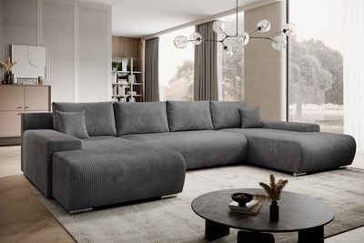 PROMETO Möbel Ecksofa Credo Ecksofa U-Form, mit Schlaffunktion und Bettkasten, U-Form Couch
