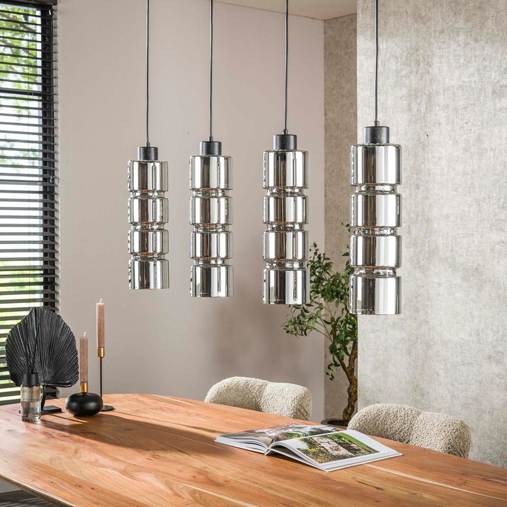 famlights Pendelleuchte Pendelleuchte Belina in Chrom und Schwarz E27 4-flammig