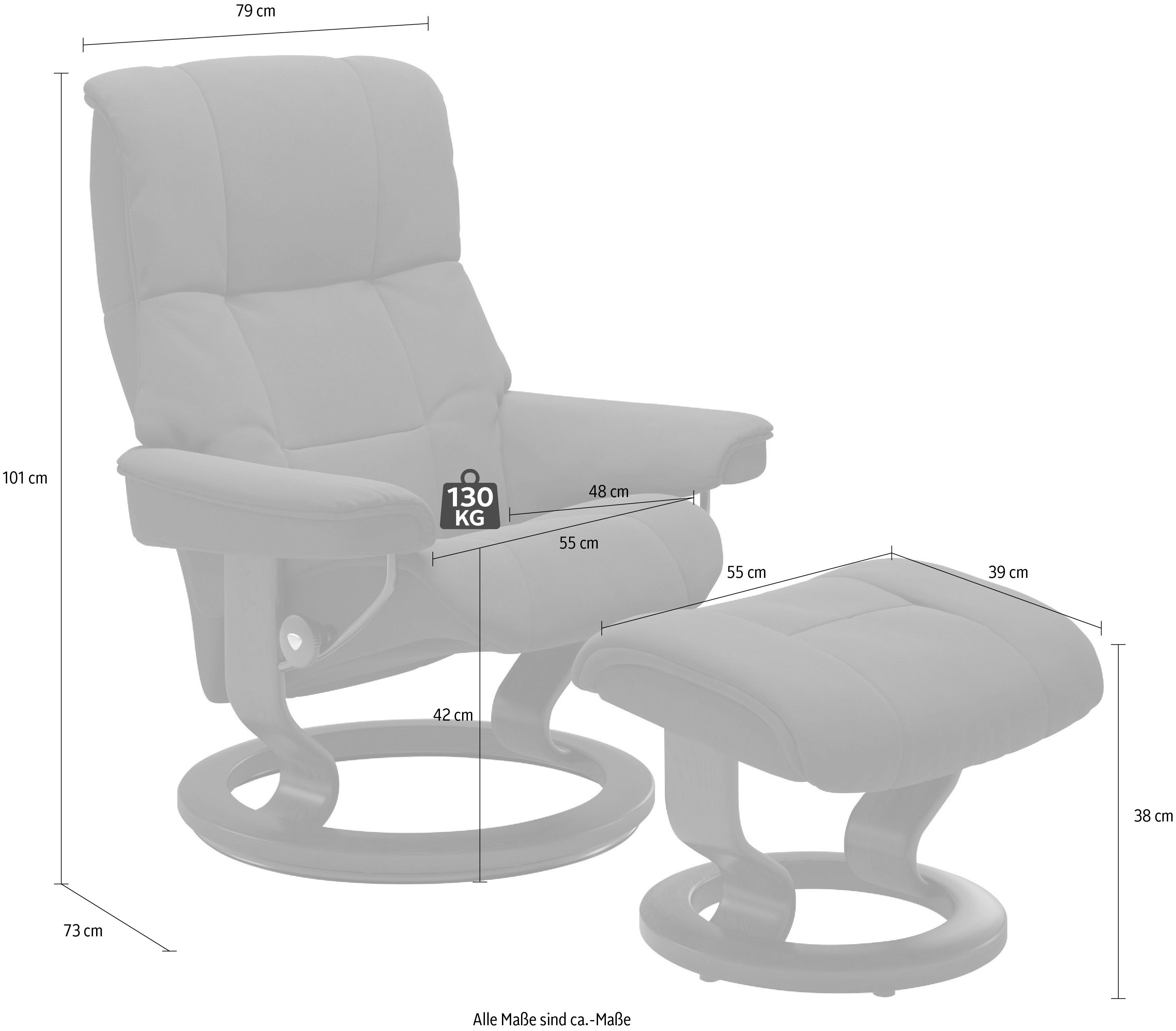 Stressless® Relaxsessel L, Mayfair Classic Base, mit Gestell mit Hocker), & M Größe S, Hocker, mit (Set, Eiche Relaxsessel