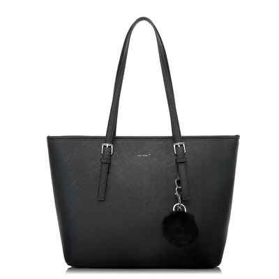 TAN.TOMI Shopper Damen Shopper klassisch elegante Handtasche Schwarz Schultertaschen, Groß Damen Handtasche, ​Geschenke für Frauen in schlichter Optik
