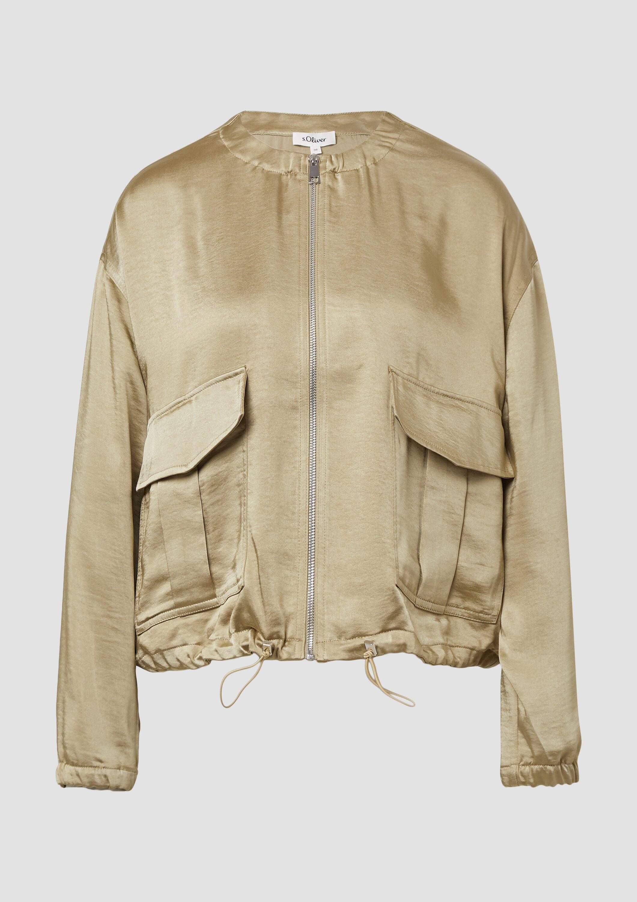 s.Oliver Funktionsjacke Indoor-Jacke Satin-Blouson mit aufgesetzten Taschen und elastischem Saum