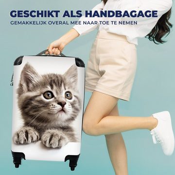 MuchoWow Handgepäckkoffer Katze - Grau - Tiere, 4 Rollen, Reisetasche mit rollen, Handgepäck für Ferien, Trolley, Reisekoffer