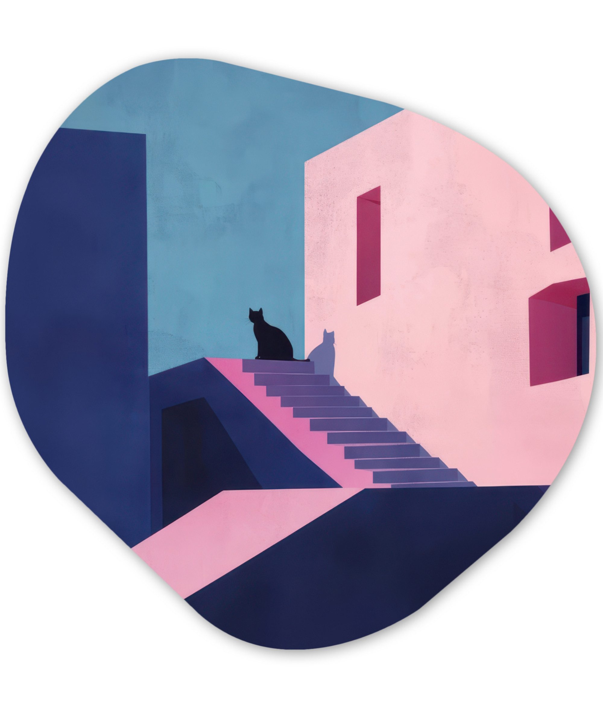 Katze - Treppe - Gebäude - Schattenkontraste