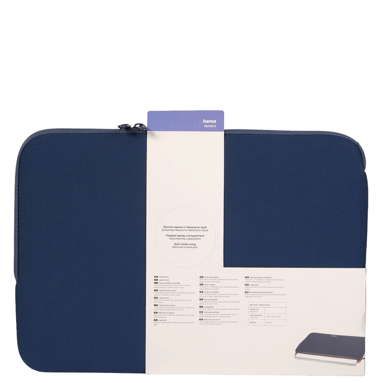 Hama Laptoptasche Notebook-Sleeve Neoprene 14,1" bis 15" Blau, Business Schutz-Hülle Laptop-Tasche Case für 15,6" 16" 16,2" Zoll