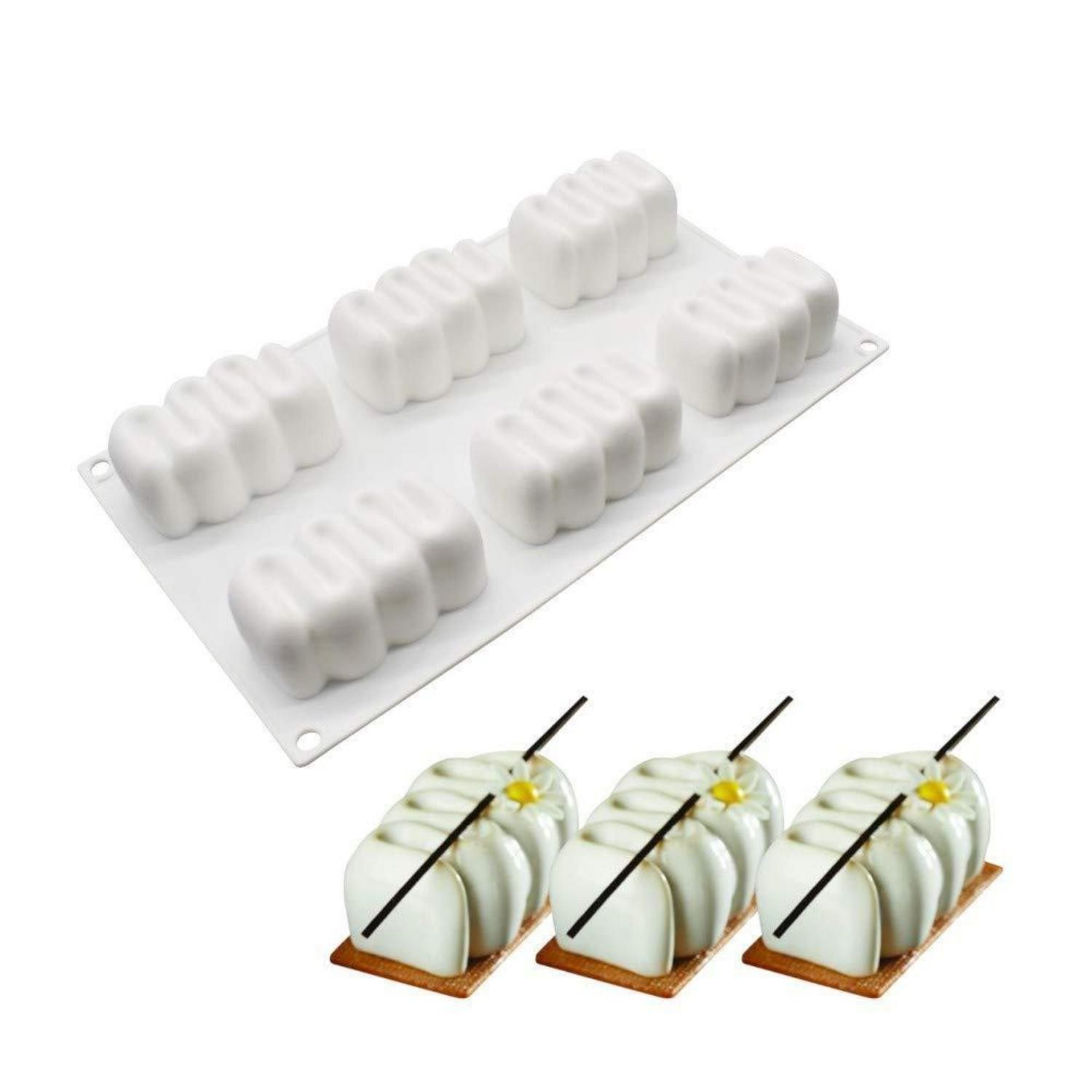 LuxusKollektion Silikonform Silikon-Mousse-Kuchenform 6 Raupen