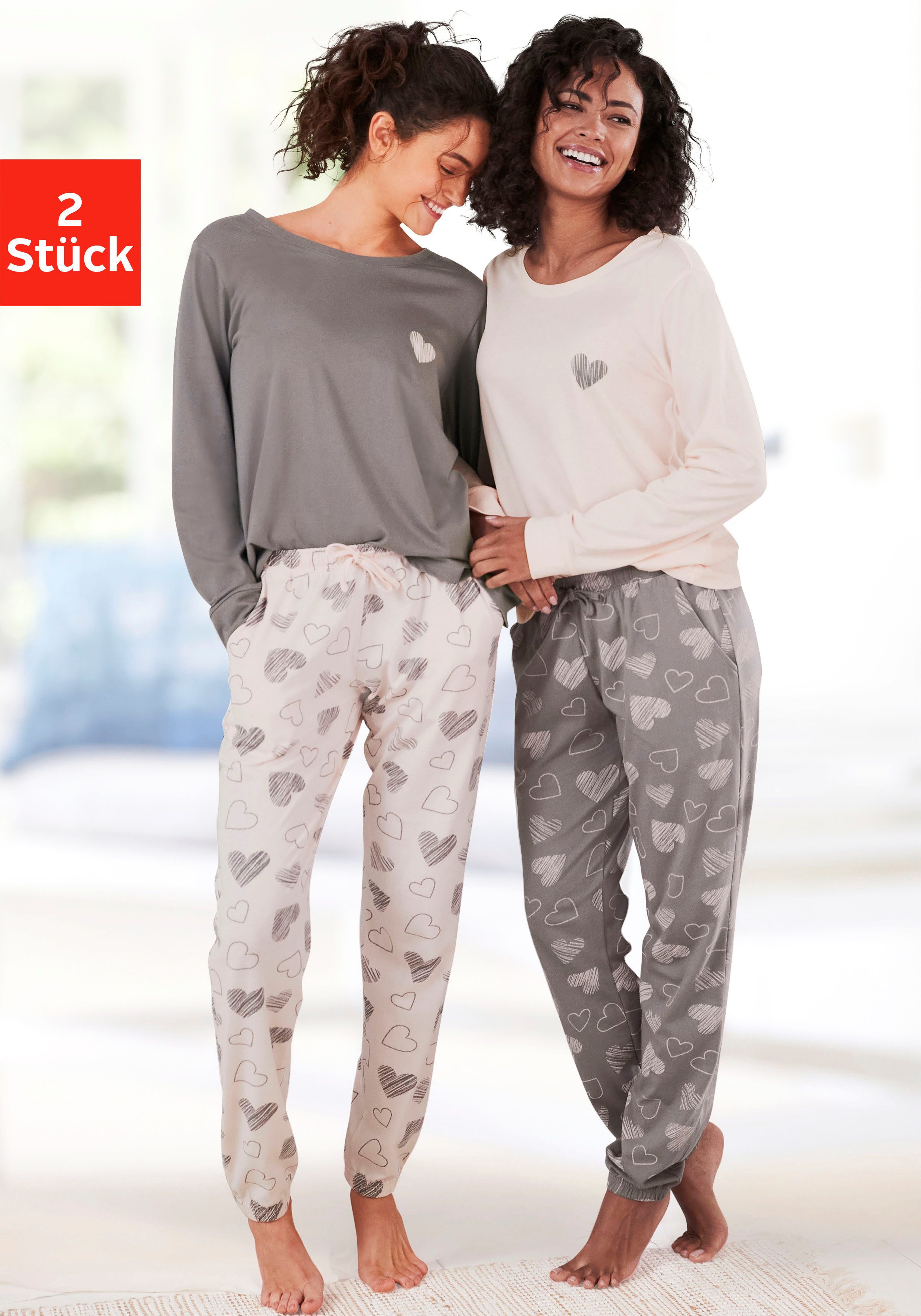 Vivance Dreams Pyjama (2 Stück) mit Herz-Print