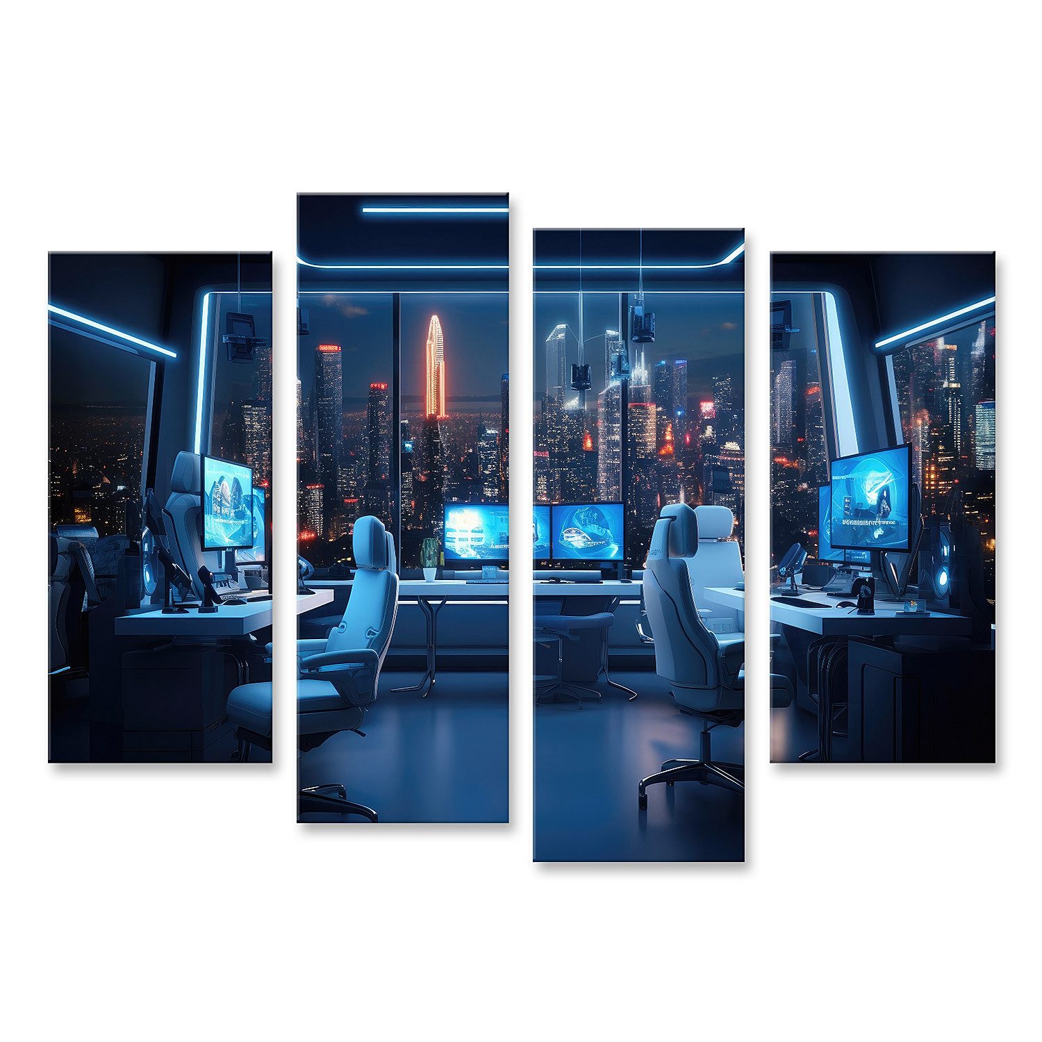 islandburner Leinwandbild Smart City Arbeitsplatz futuristisches Büro High Tech Möbel Bilder