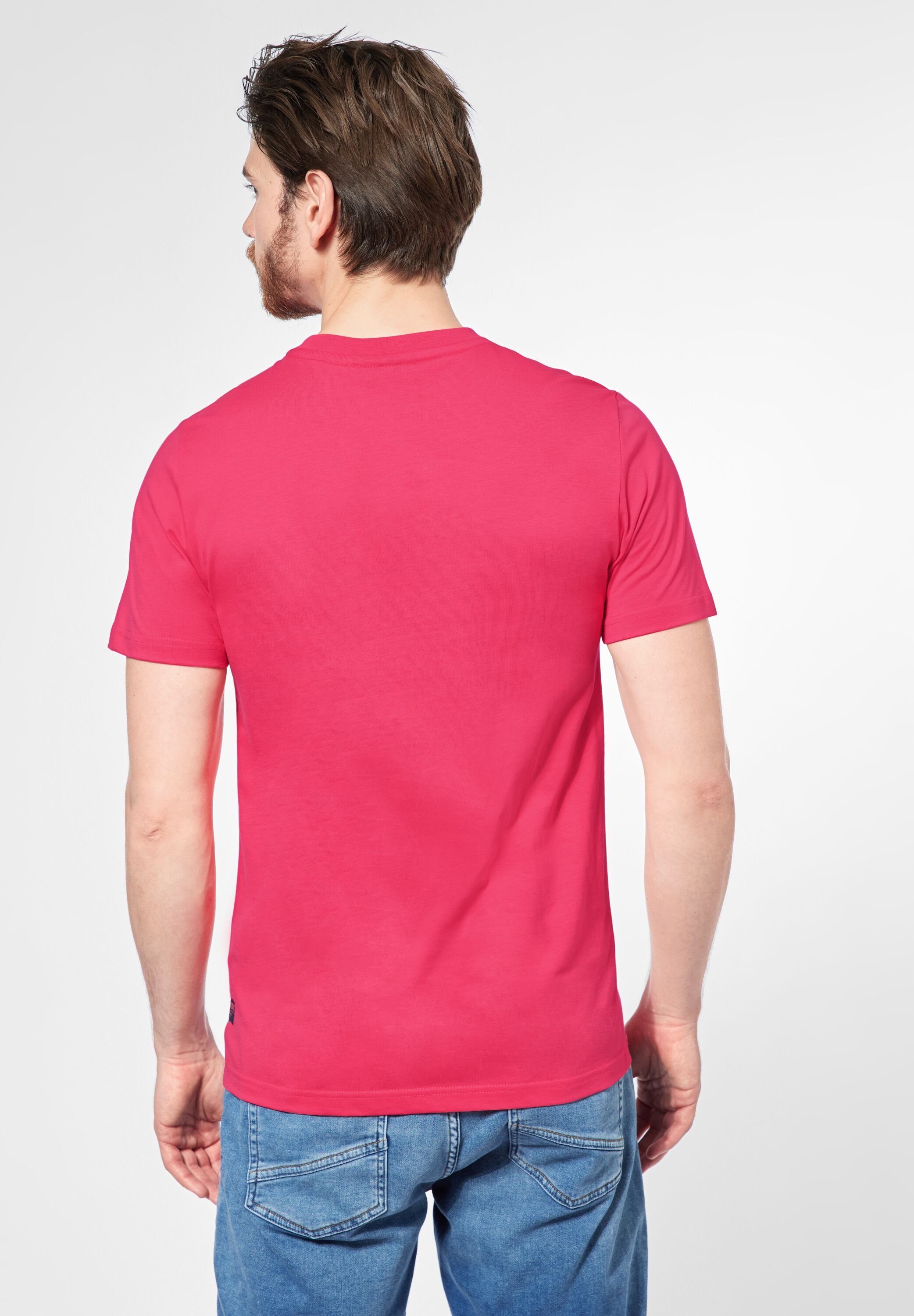 mit T-Shirt red MEN Wording-Print STREET hibiscus ONE
