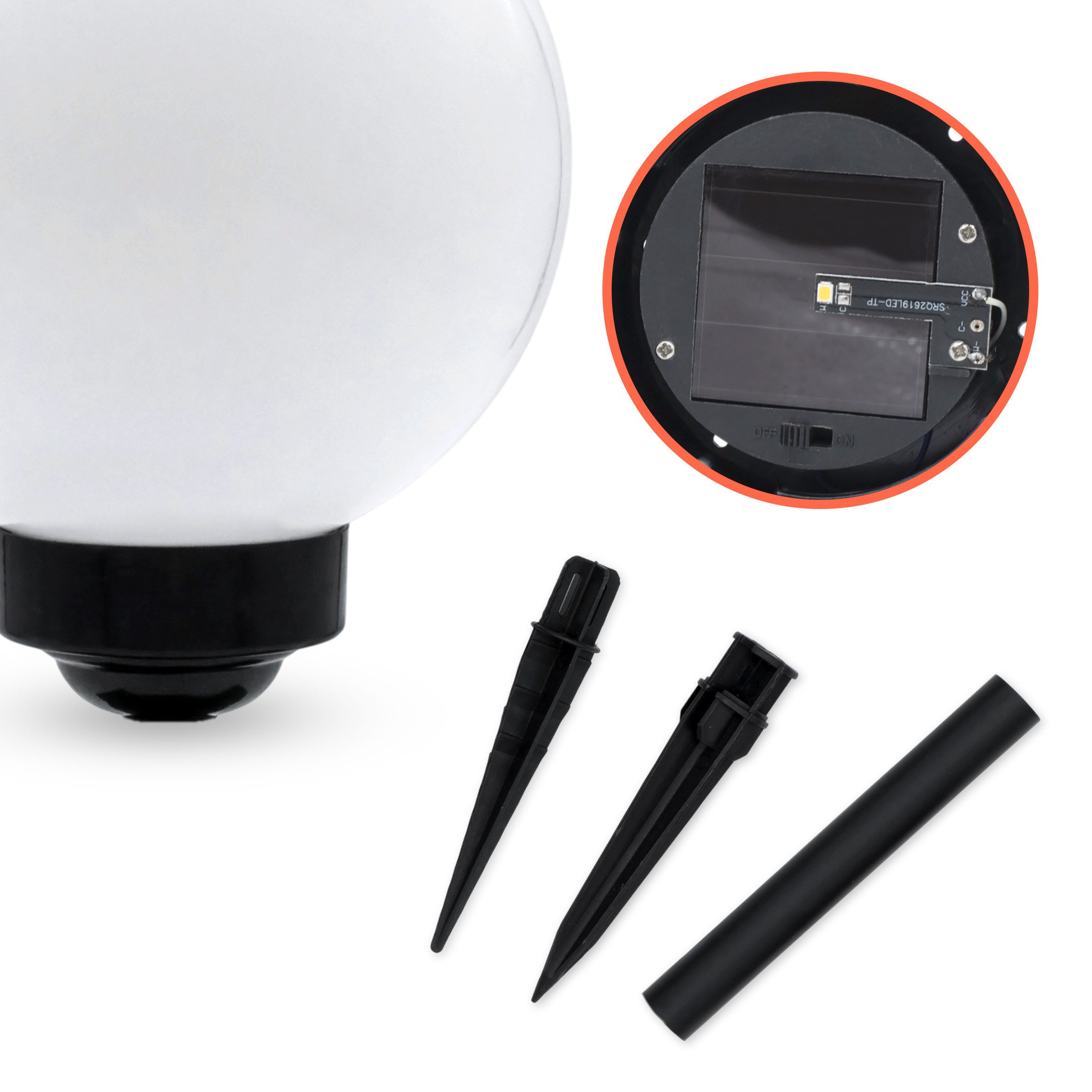 Spetebo LED Kugelleuchte Solarlampe höhenverstellbar mit Erdspieß - Ø 20 cm, 1, LED, warm weiß, Erdspieß höhenverstellbar – Bild 3 von 5