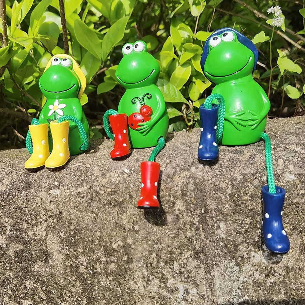 TUWENA Gartenfigur 3 Stück Frosch Tiere Garten Statuen Deko, Deko Garten Frosch Figuren
