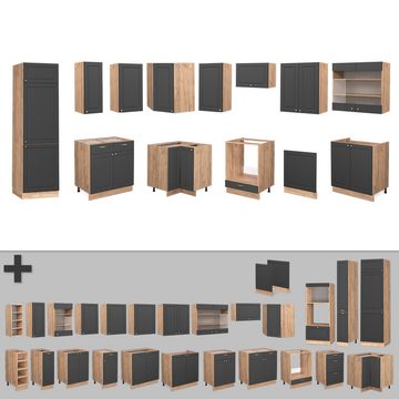 Livinity® Winkelküche Fame-Line, Anthrazit Landhaus/Goldkraft Eiche, 227 x 287 cm, AP Ant...