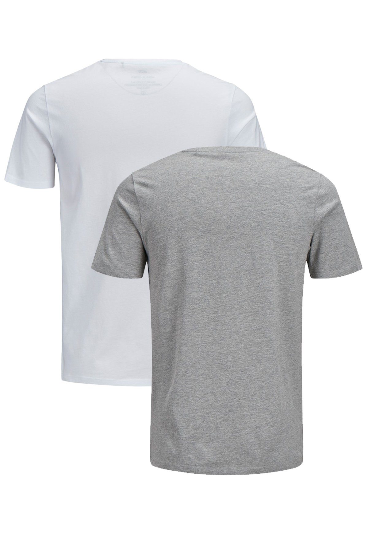 3661 JJECORP Pack T-Shirt T-Shirt Print Kurzarm in Jones Jack & Stück Weiß-Grau LOGO (2-tlg) 2-er