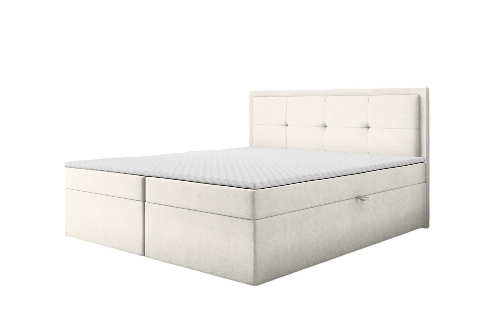 Fun Möbel Boxbett Schlafzimmerbett DEGNA Überlänge Stoff Gerra (220 cm, erhältlich auch in der Länge 200cm), Inkl. 2 x Bettkasten und Topper
