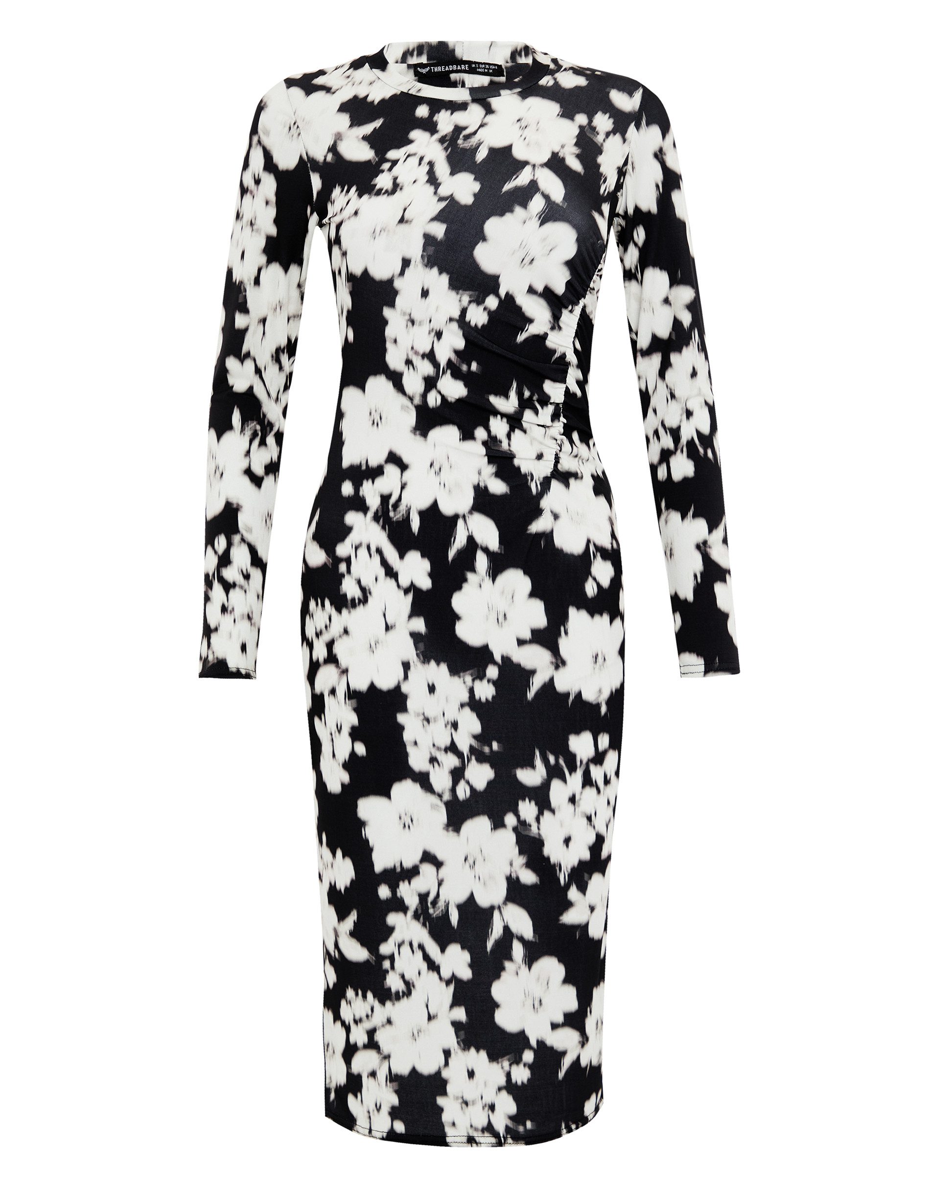 Threadbare Jerseykleid THB Twirl Ruched Midi (1-tlg) mit schönem Print