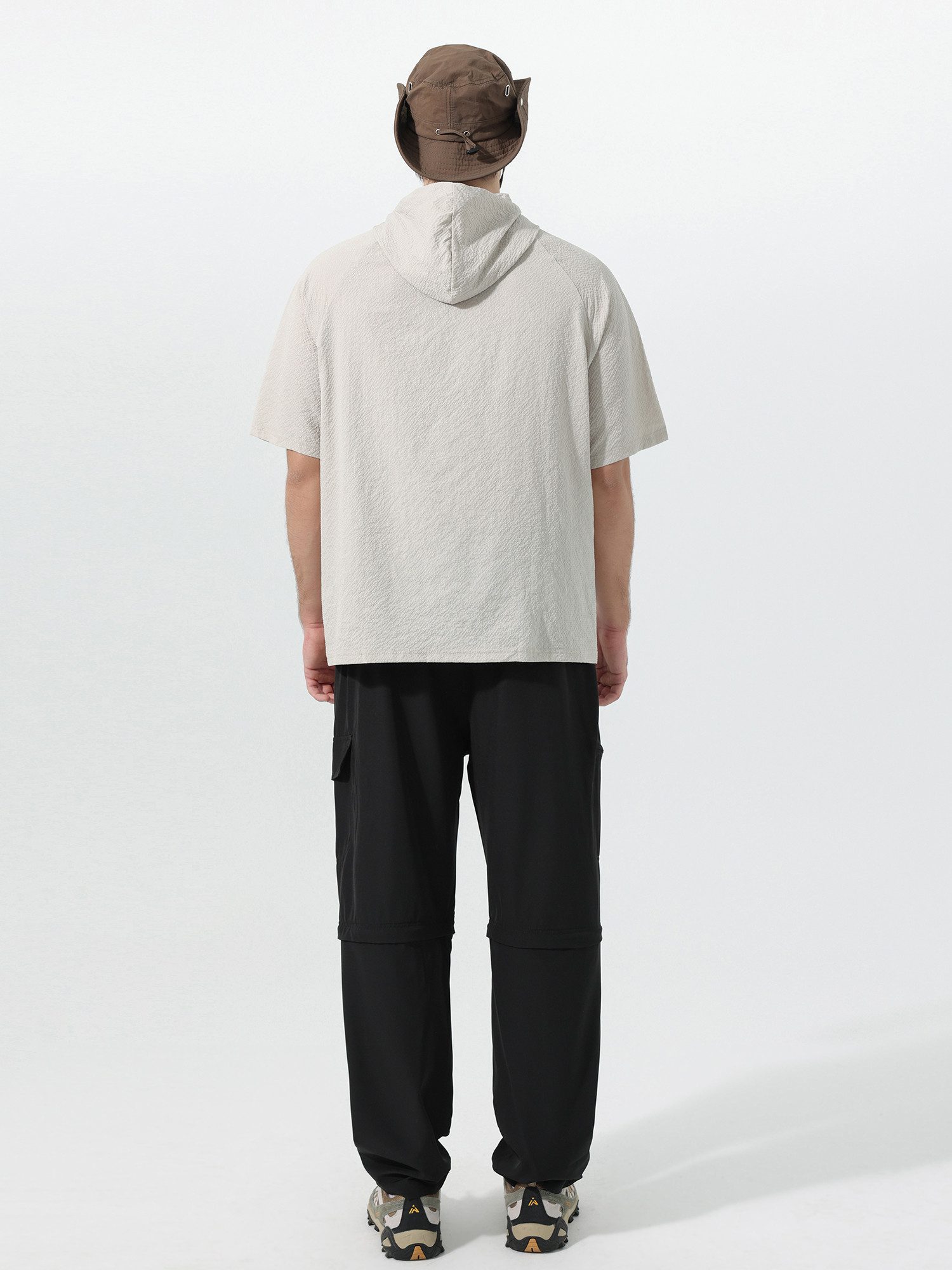 YOUTHUP T-Shirt Herren Freizeit Halbzip T-shirt mit Kapuze und großer Känguru-Tasche