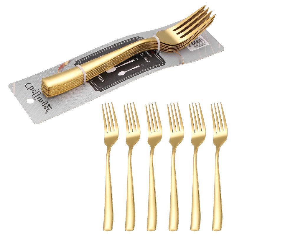 Cheffinger Tafelgabel 6er Set Speisegabel Gabel L 21cm CF1004 Gold