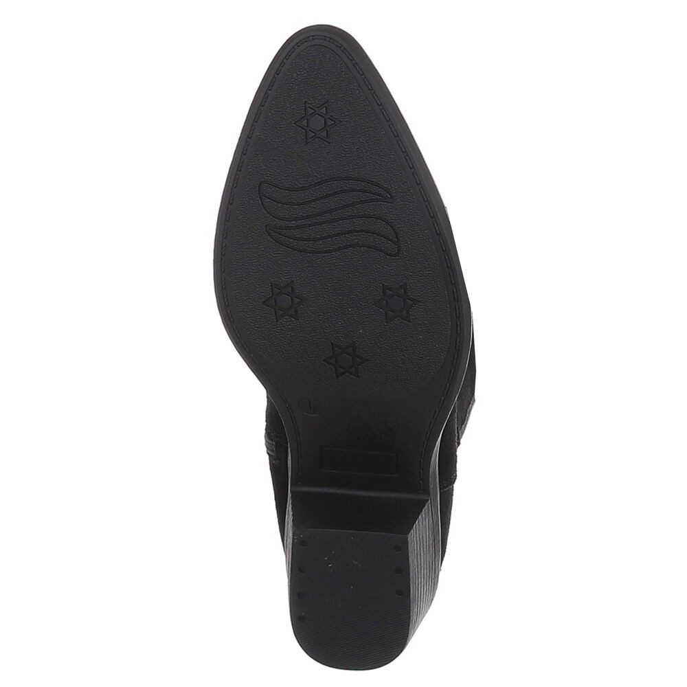 Ital-Design Damen Westernstiefel Echtleder mit Blockabsatz Westernstiefel (92002393) Blockabsatz Stiefel in Schwarz
