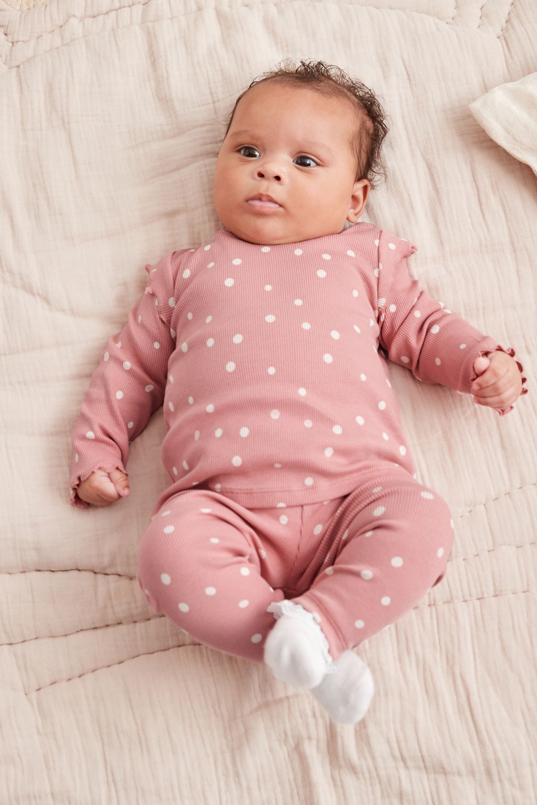 Next Shirt & Leggings fürs im Pink und Oberteil Baby (2-tlg) Leggings Set Dot Polka