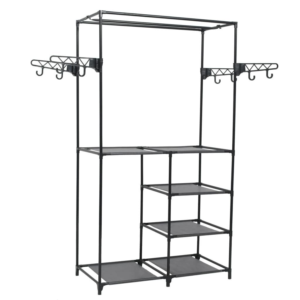 vidaXL Garderobe Kleiderständer Stahl und Vliesstoff 87 x 44 x 158 cm Schwarz