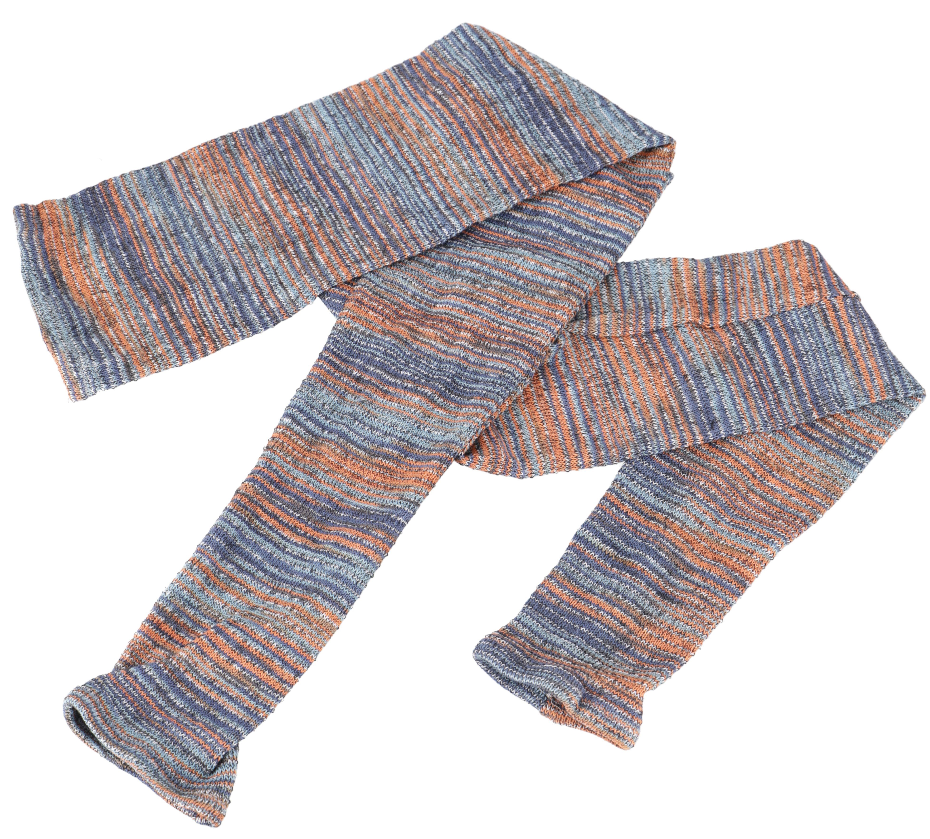 Haussocken Lange Beinstulpen Baumwolle, aus blau/orange Baumwollstrick.. Guru-Shop