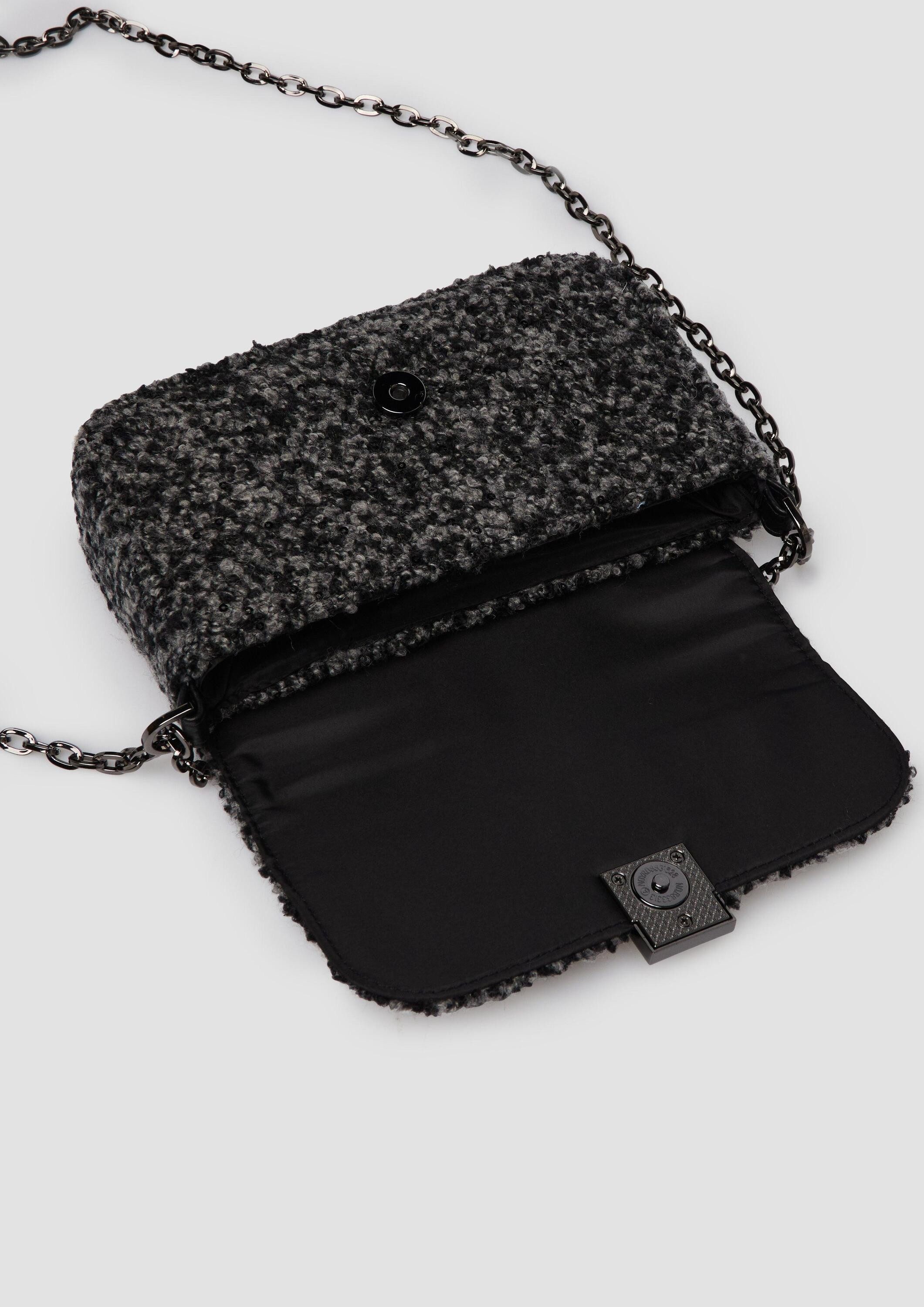 s.Oliver Handtasche Tasche, Clutch mit Schulterkette in Bouclé-Oberfläche