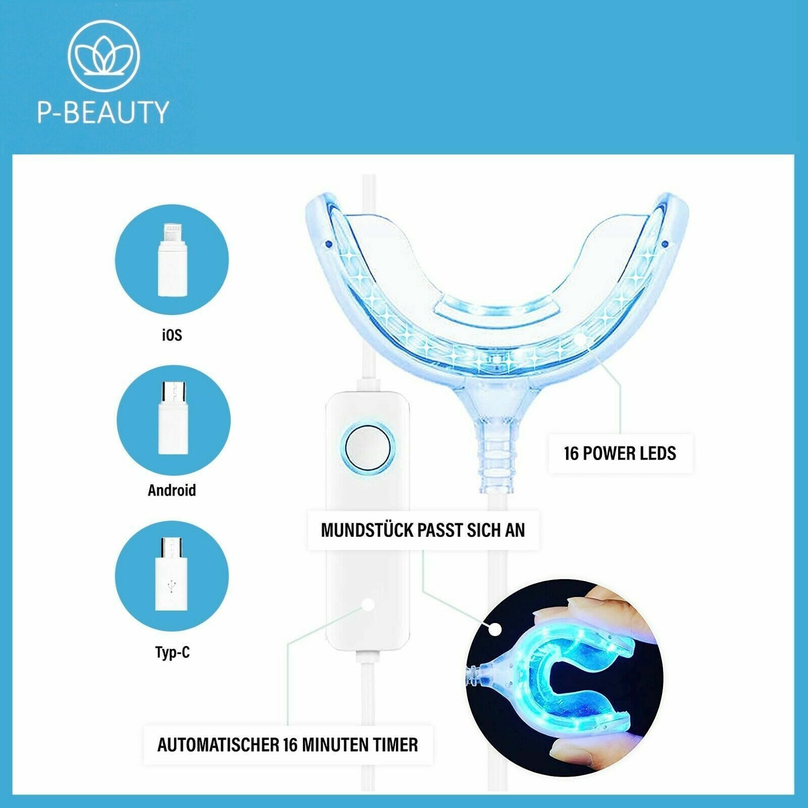 P-Beauty Cosmetic Accessories Zahnbleaching-Kit Zahnaufhellung Set Bleichsystem weiße Zähne Teeth Whitening