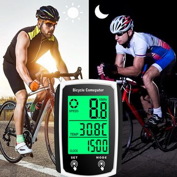 Novzep Fahrradcomputer Fahrradcomputer, Geschwindigkeitssensor mit wasserdichtem LCD, Hintergrundbeleuchtungsfunktion, Fahrrad-Tachometer-Kilometerzähler