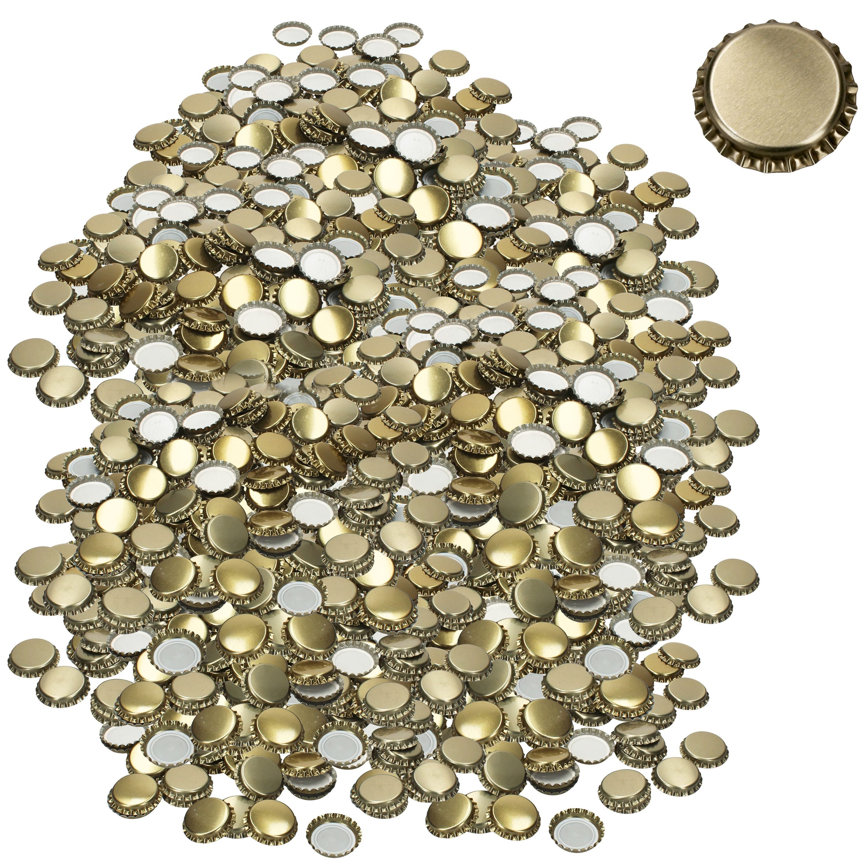 MamboCat Flaschenverschluss 1000er Set Kronkorken Gold innen Ø26mm Metall Flaschenverschluss