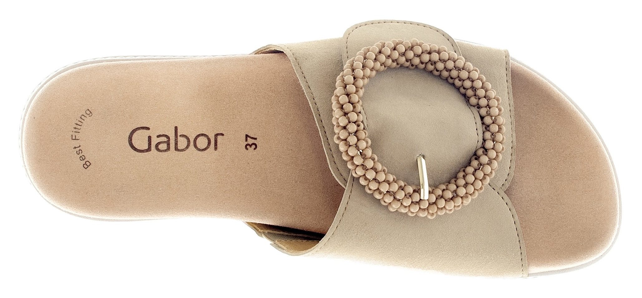 Gabor Pantolette, Plateau, Sommerschuh, Schlappen mit Zierperlen an der Zierschnalle