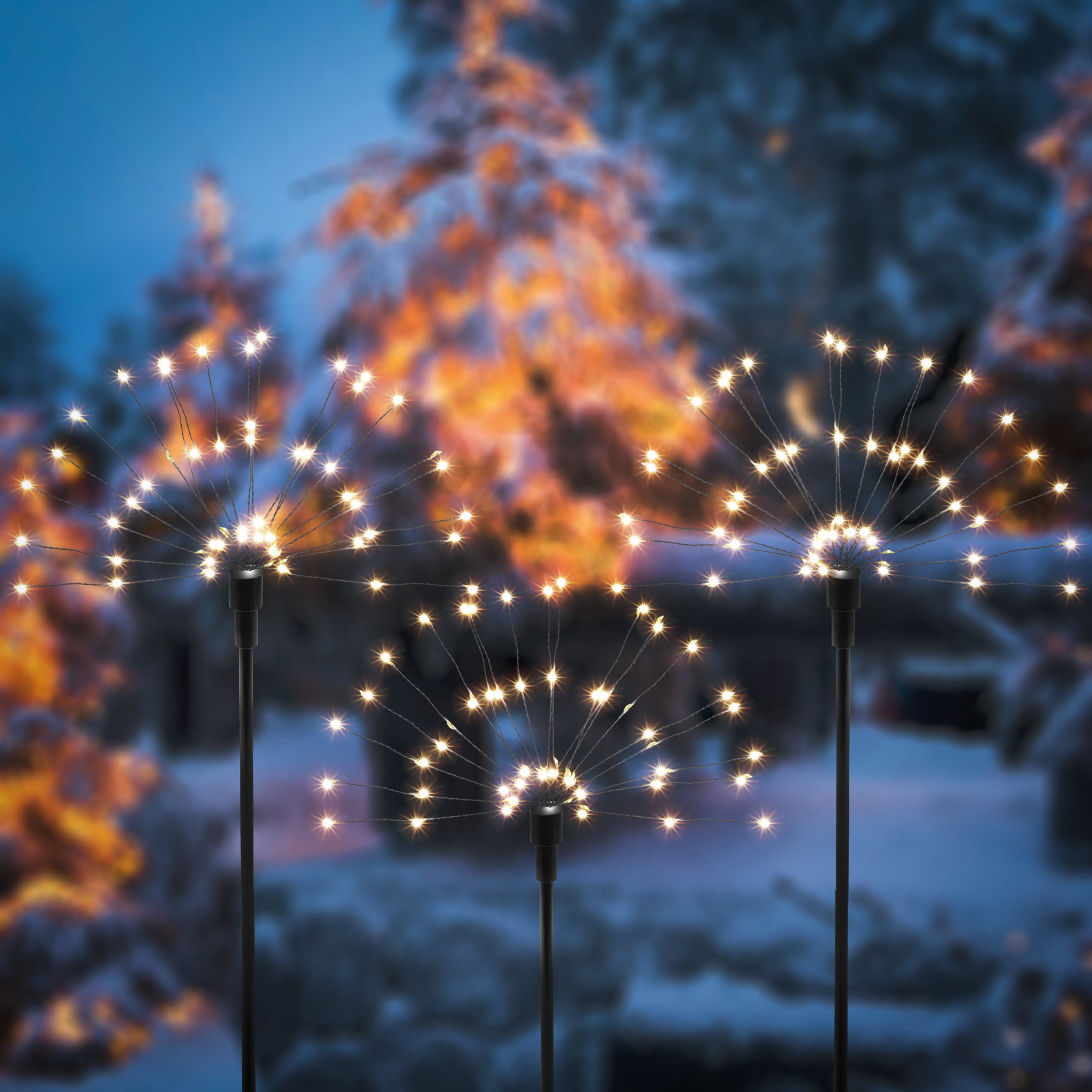 esotec LED Gartenleuchte Solar Stecklicht Wunderkerze 3er Set 180 LEDs 2800K war