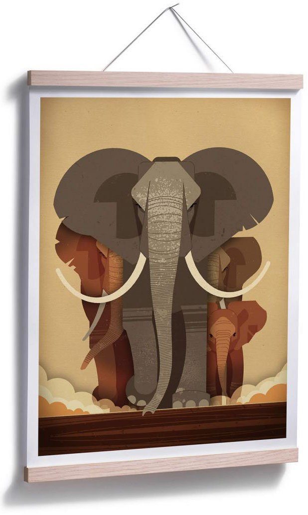 Poster, Wall-Art Poster Wandbild, Wandposter Elephants, (1 St), Bild, Elefanten