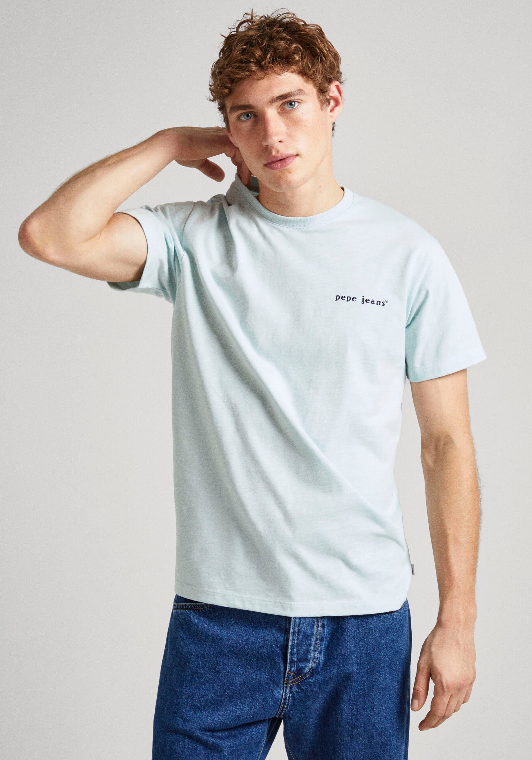 Pepe Jeans Kurzarmshirt mit Logo-Schriftzug auf der Vorder- und Rückseite