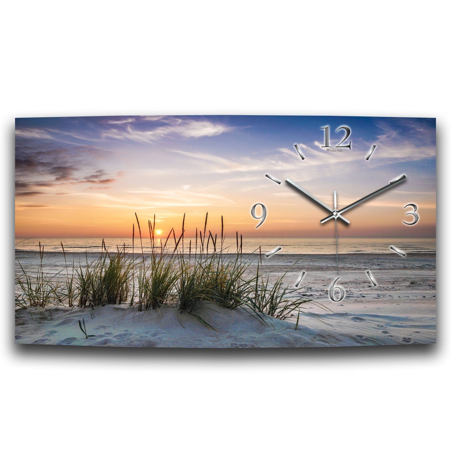 Kreative Feder Funkwanduhr 3D Design-Wanduhr "Sanddüne" aus gebürstetem Alu günstig online kaufen