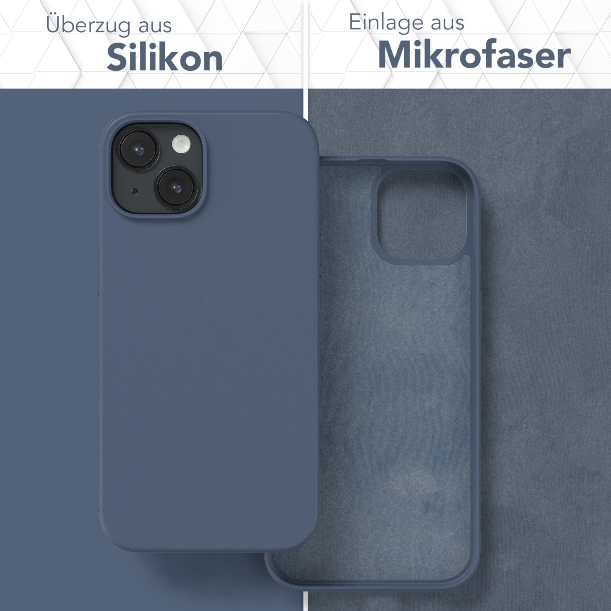 EAZY CASE Handyhülle für Apple iPhone 14 Hülle Silikon 6,1 Zoll, Handy Softcase mattierte Silikonhülle Back Cover Soft Blau / Petrol