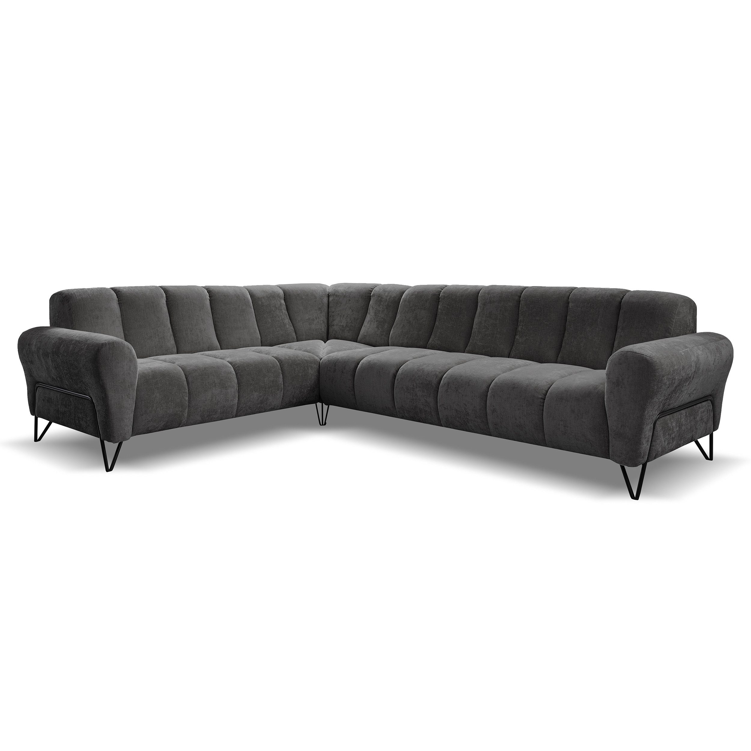 Beautysofa Ecksofa mit Metallbeine in schwarzer VOLARE L, mit höchstem Sitz günstig online kaufen