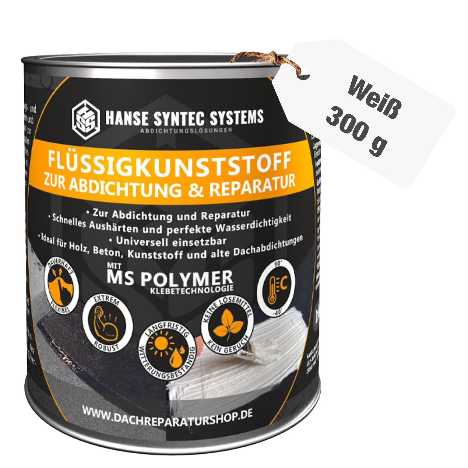 Hanse Syntec Systems Dichtstoff HSS Flüssigkunststoff Abdichtungsset inkl. Pinsel & Vlies, geeignet für alle Untergründe außer Silikon, frischen Bitumen/Asphalt