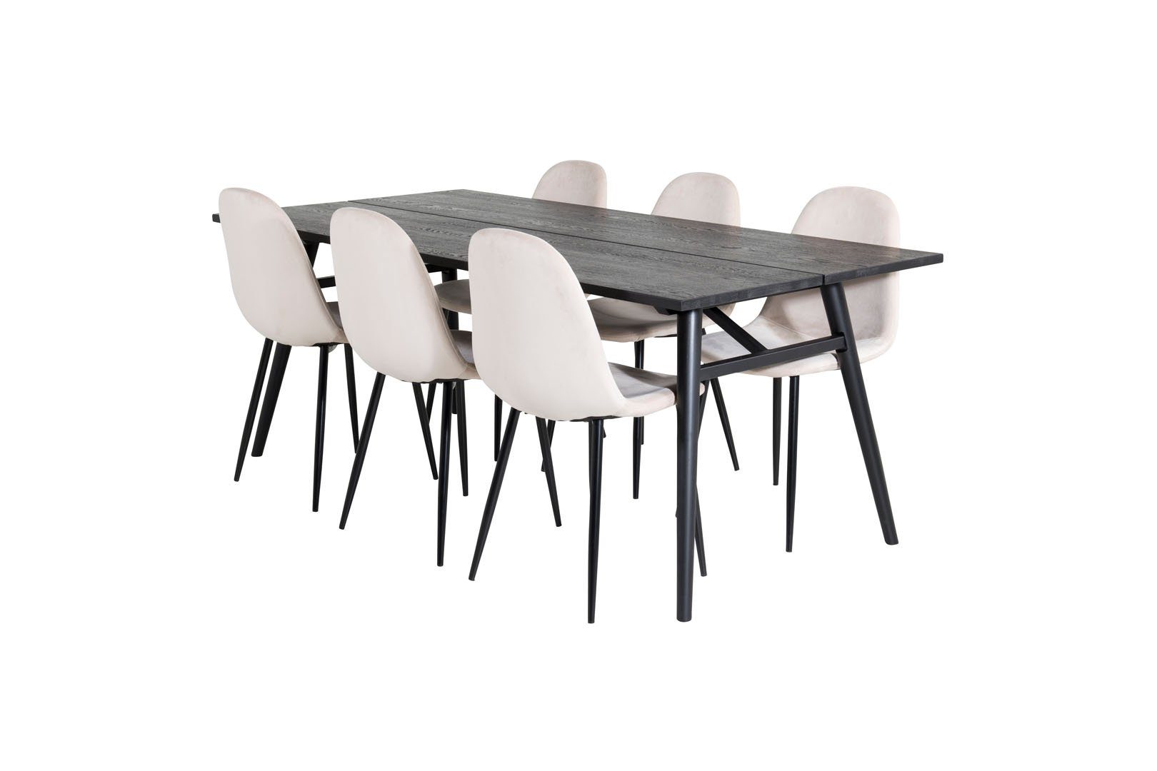 Sleek ebuy24 Esstisch Essgruppe ausziehbarer (7-tlg) Tisch Essgruppe schwarz;beige Lä,