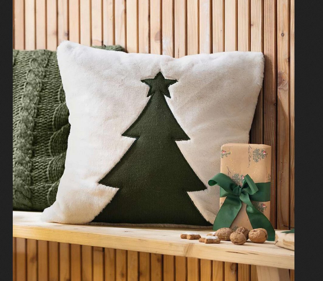 Home-trends24.de Kissenhülle Tannenbaum Kunstfell Weihnachtsbaum 45x45cm günstig online kaufen