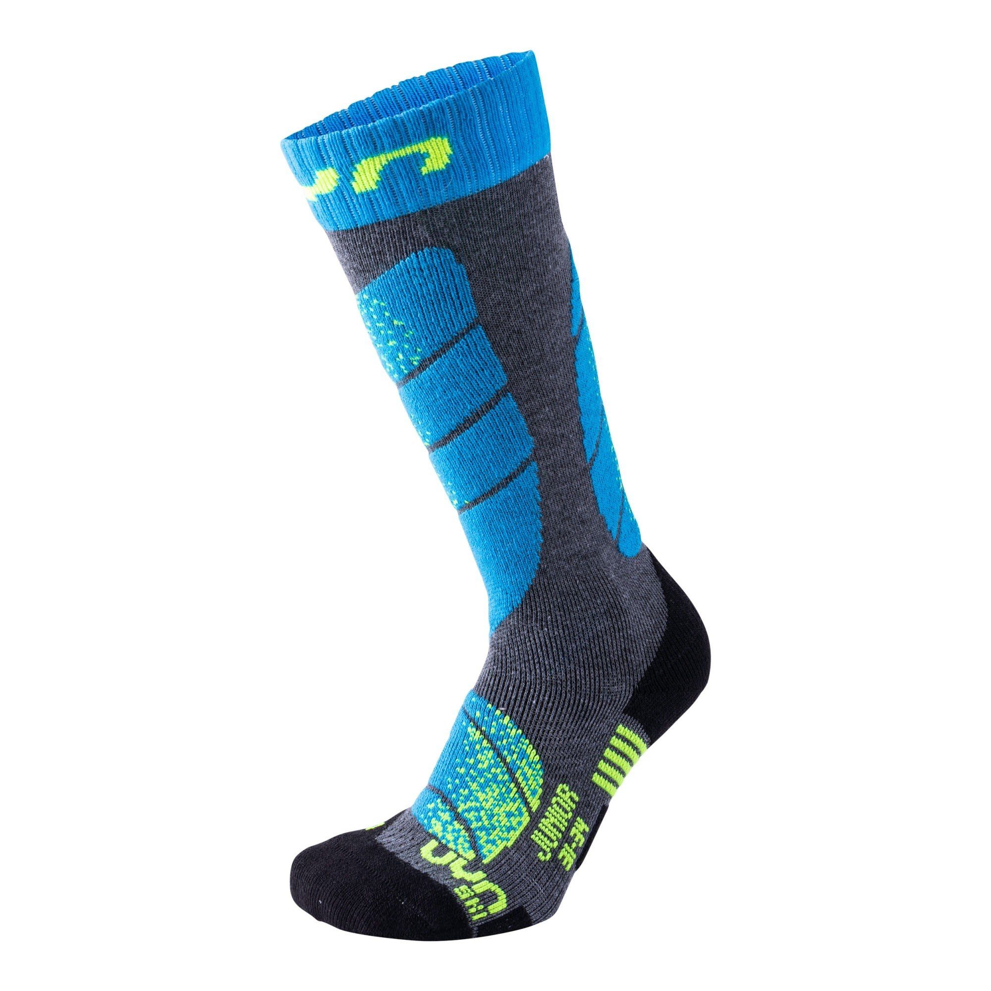 Socks Uyn Kompressionssocken Kinder - Medium Ski Turquoise UYN Melange Grey Junior Thermosocken