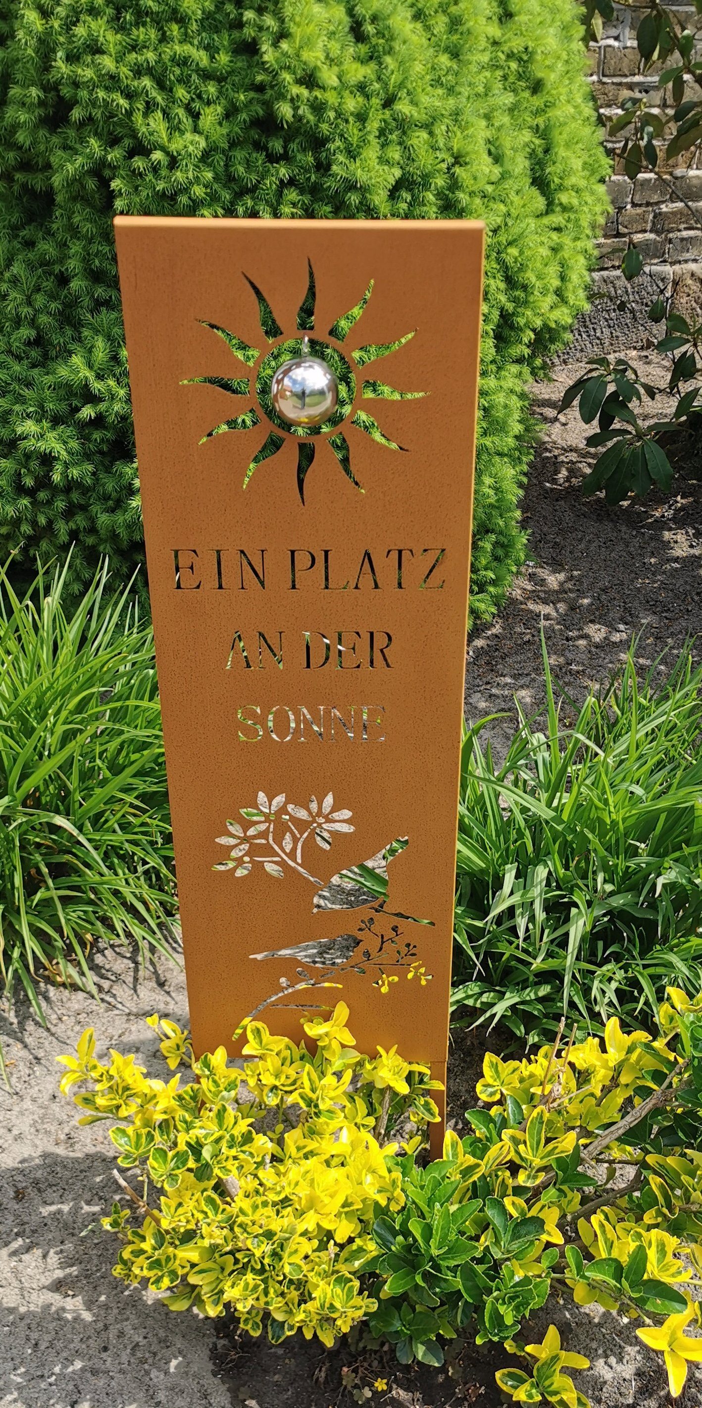 Schild Tafel "Sonne" Jürgen Bocker Garten-Ambiente Gartenstecker Beetstecker cm Gartenstecker 120 Cortenstahl aus
