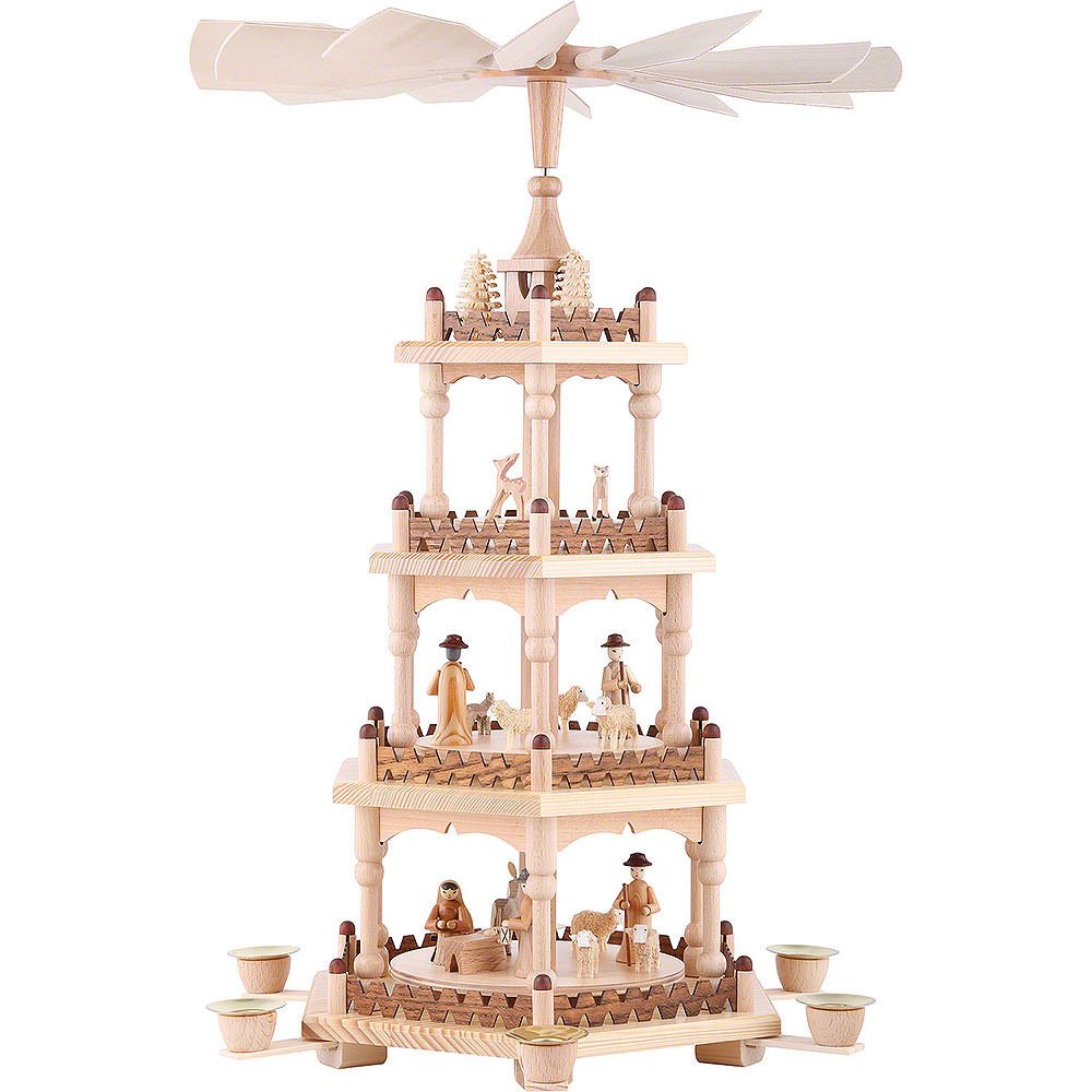 Seiffener Kunsthandwerk Theo Lorenz Weihnachtspyramide 4-stöckige Pyramide Krippenszene (51cm) von Theo Lorenz Kunsthandwerk
