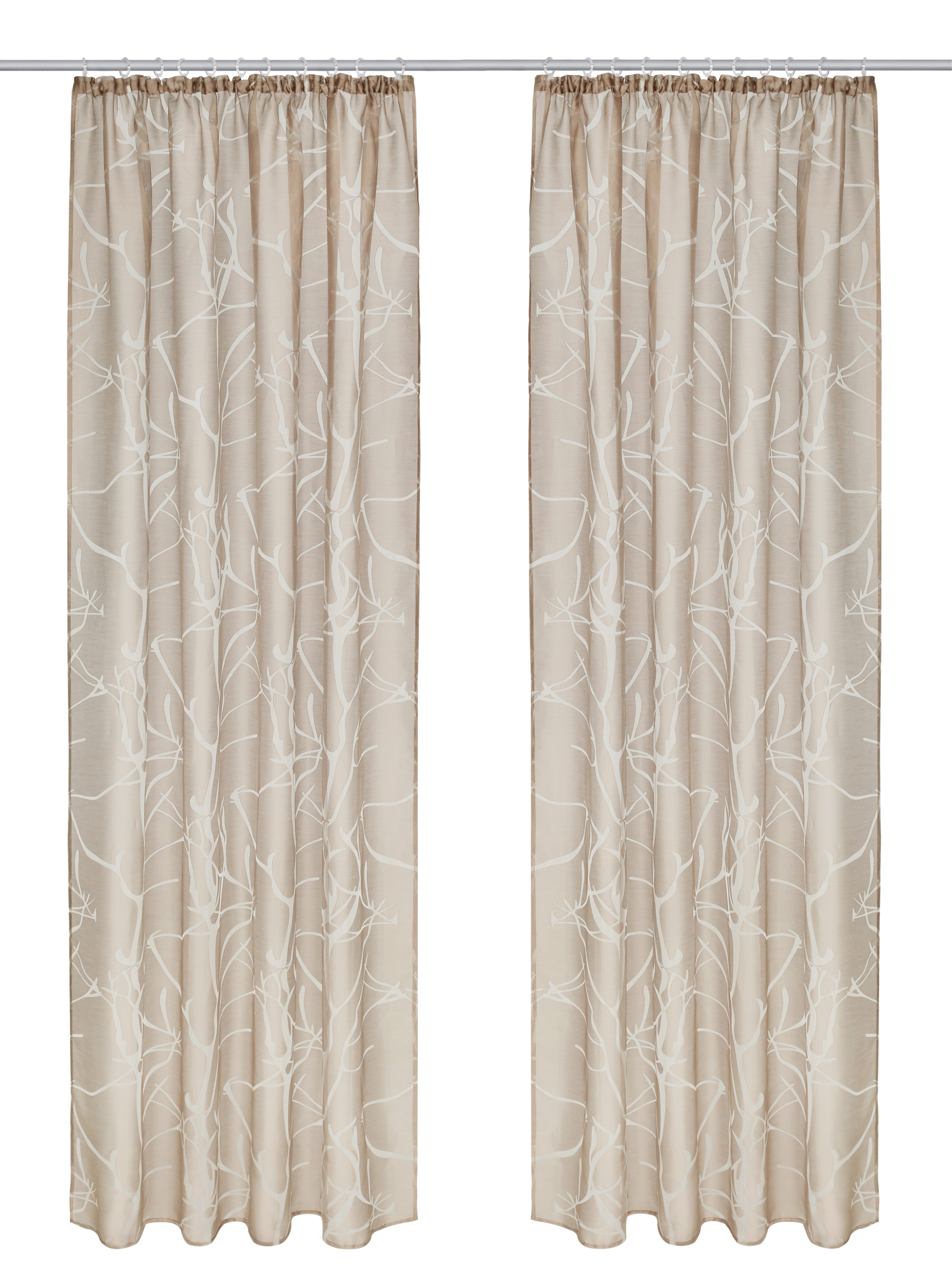 OTTO home Gardine Anna (1 St), Kräuselband, halbtransparent, Ausbrenner, Viskose, Polyester, Äste-Motiv